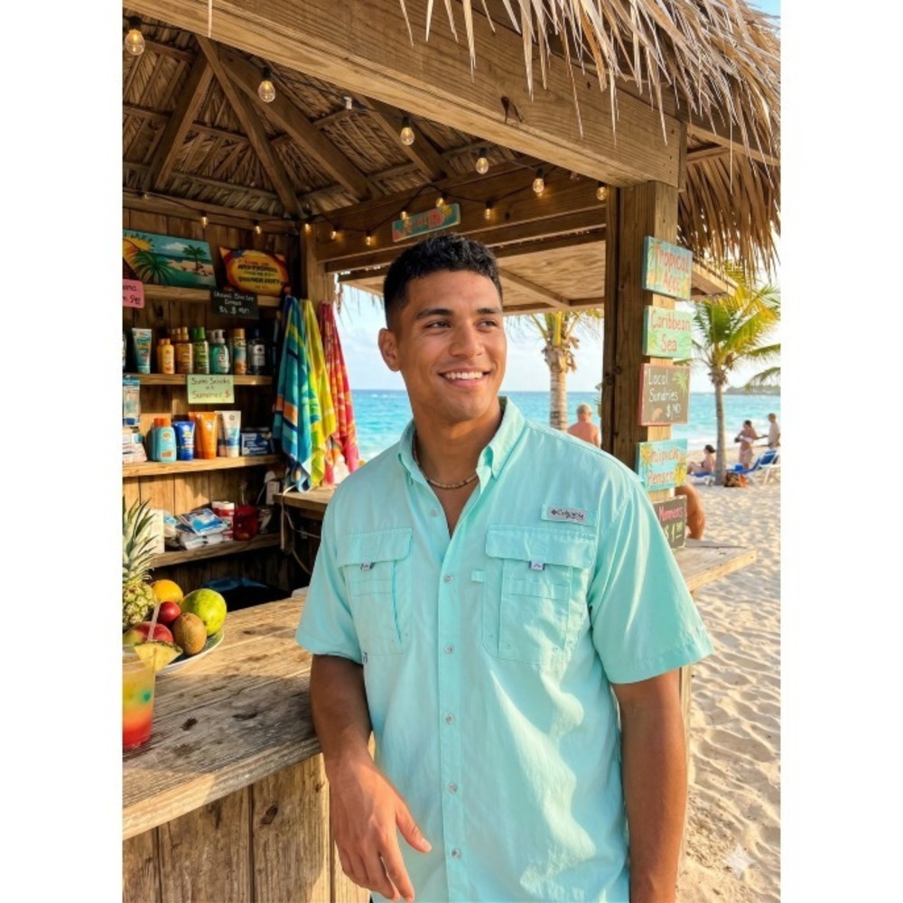 Columbia PFG Bahama II Mint Shirt Nylon (Size Based on Measurements 3XL–4XL)